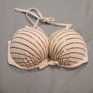 Victoria's Secret White and Gold Bikini Top